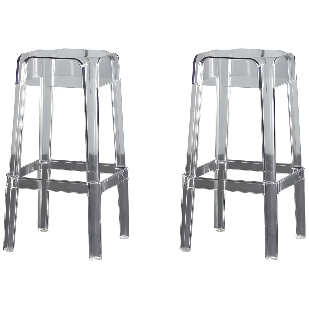 Modern Acrylic Smooth Transparent Stackable Square Bar Stool Image - 15 | homeyfad