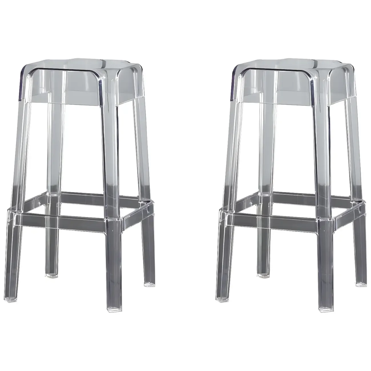 Modern Acrylic Smooth Transparent Stackable Square Bar Stool Image - 15