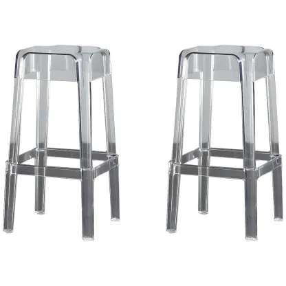 Modern Acrylic Smooth Transparent Stackable Square Bar Stool Image - 15