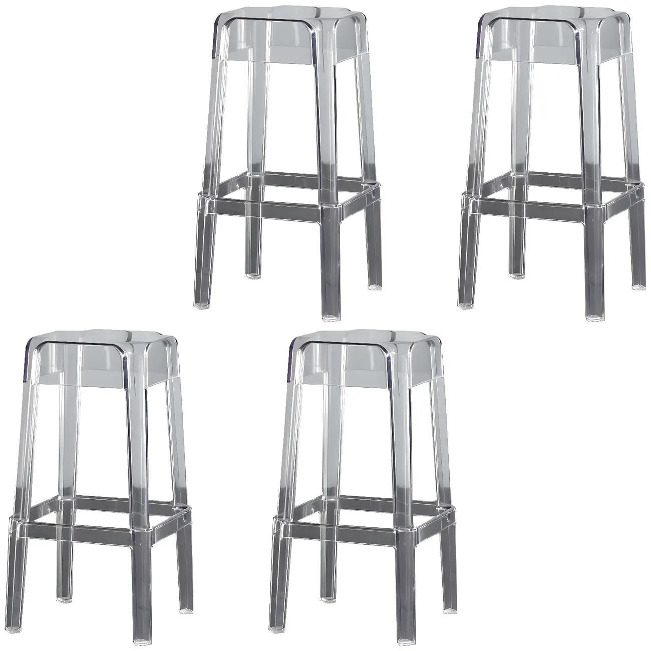 Modern Acrylic Smooth Transparent Stackable Square Bar Stool Image - 16 | homeyfad