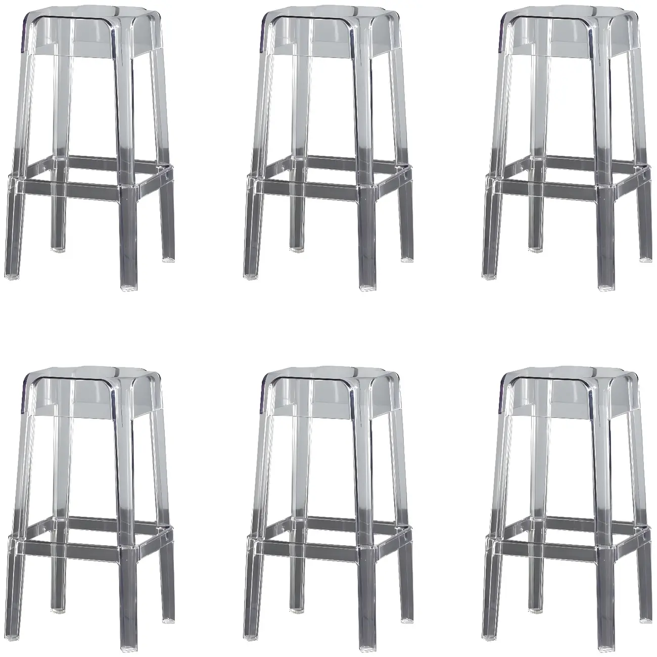 Modern Acrylic Smooth Transparent Stackable Square Bar Stool Image - 17 | homeyfad