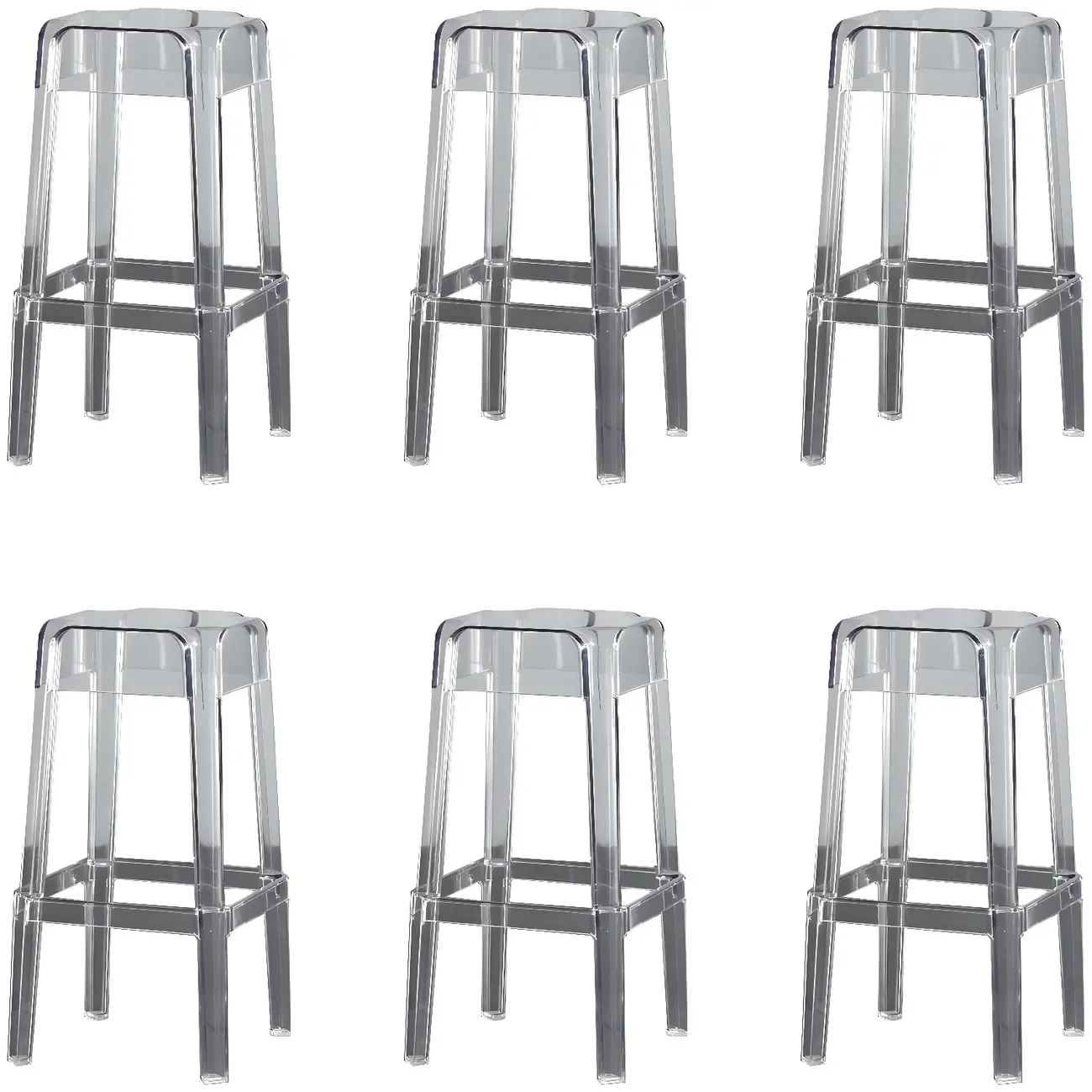 Modern Acrylic Smooth Transparent Stackable Square Bar Stool Image - 17
