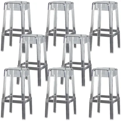 Modern Acrylic Smooth Transparent Stackable Square Bar Stool Image - 18