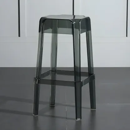 Modern Acrylic Smooth Transparent Stackable Square Bar Stool Image - 4