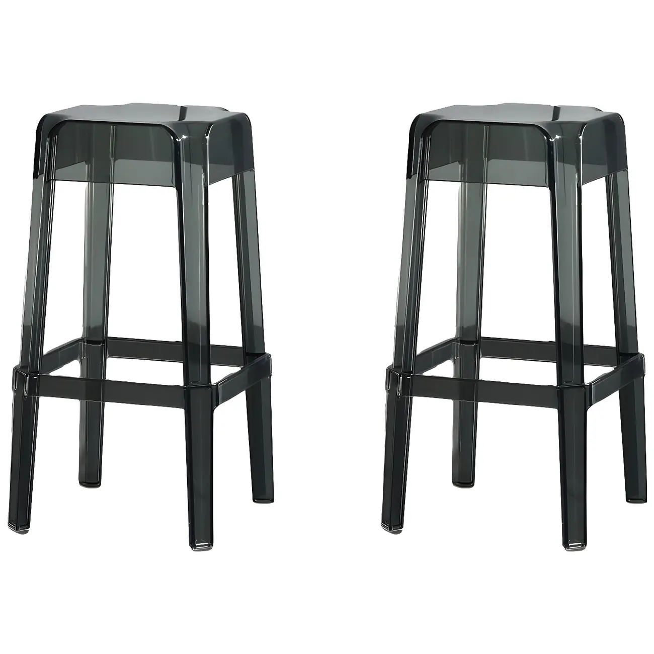 Modern Acrylic Smooth Transparent Stackable Square Bar Stool Image - 19 | homeyfad