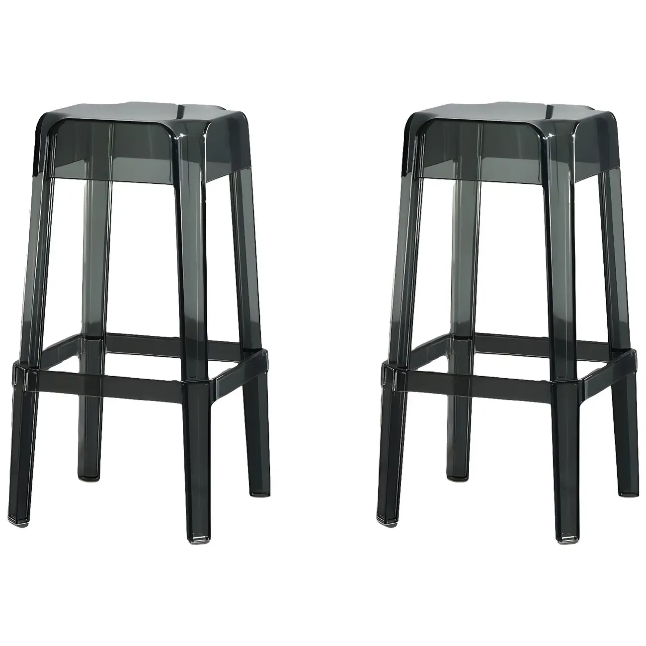 Modern Acrylic Smooth Transparent Stackable Square Bar Stool Image - 19