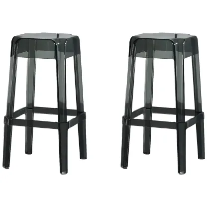Modern Acrylic Smooth Transparent Stackable Square Bar Stool Image - 19