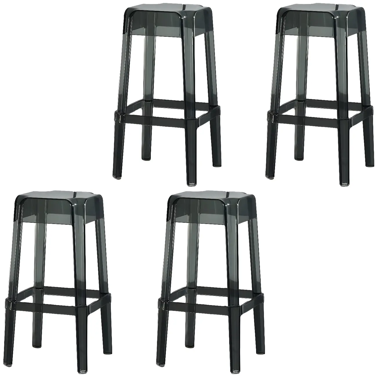 Modern Acrylic Smooth Transparent Stackable Square Bar Stool Image - 20 | homeyfad