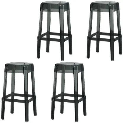 Modern Acrylic Smooth Transparent Stackable Square Bar Stool Image - 20
