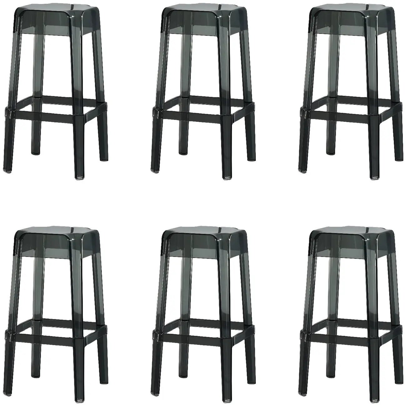 Modern Acrylic Smooth Transparent Stackable Square Bar Stool Image - 21 | homeyfad