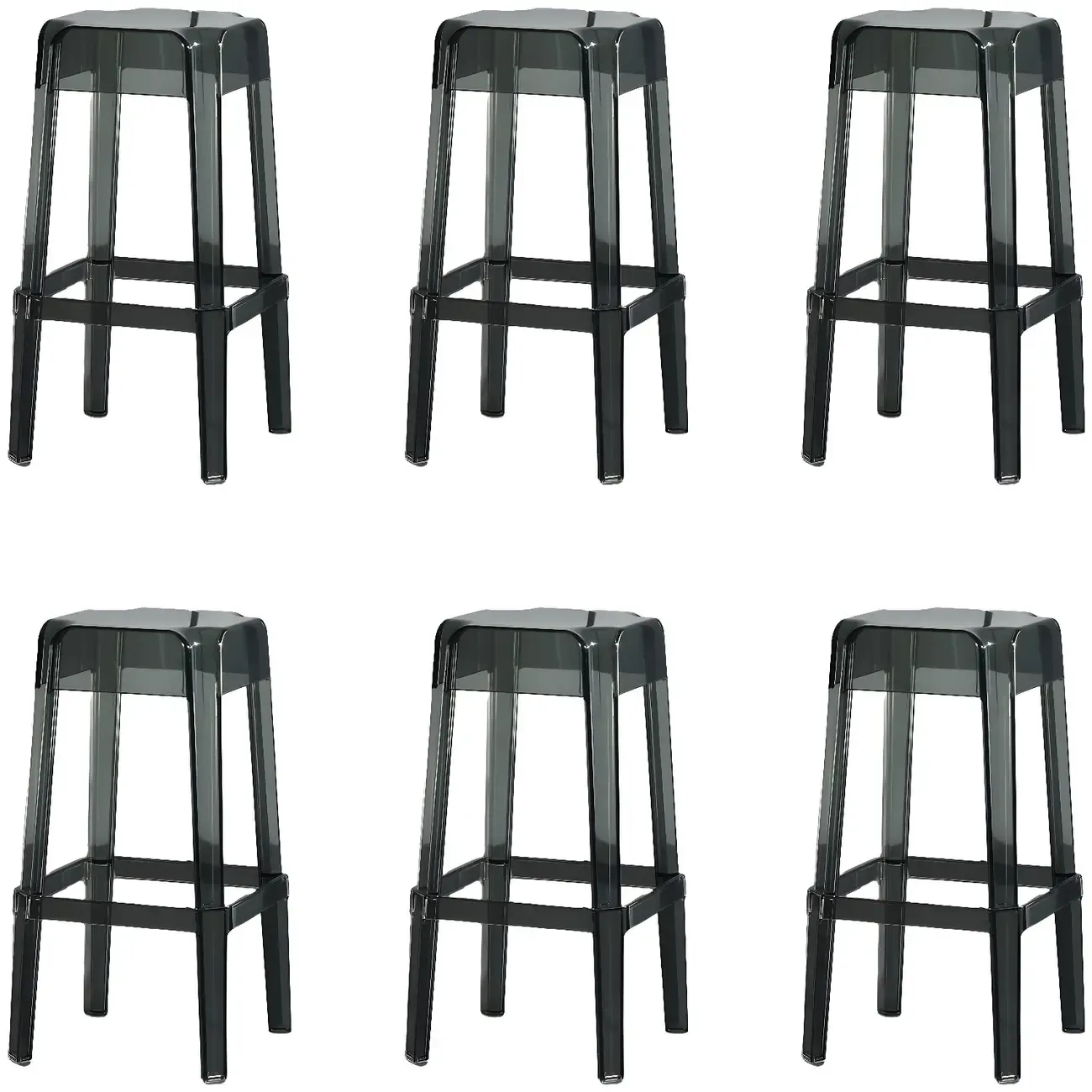 Modern Acrylic Smooth Transparent Stackable Square Bar Stool Image - 21