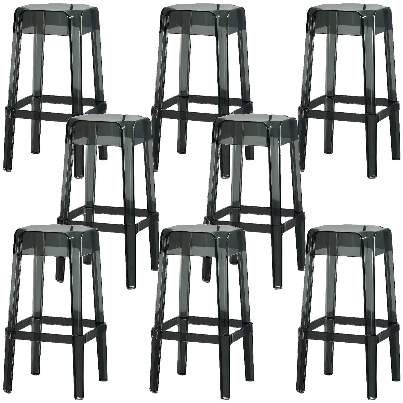 Modern Acrylic Smooth Transparent Stackable Square Bar Stool Image - 22 | homeyfad