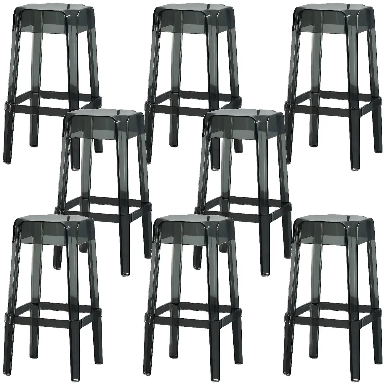 Modern Acrylic Smooth Transparent Stackable Square Bar Stool Image - 22