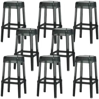 Modern Acrylic Smooth Transparent Stackable Square Bar Stool Image - 22