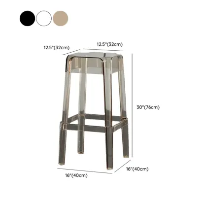 Modern Acrylic Smooth Transparent Stackable Square Bar Stool Image - 24