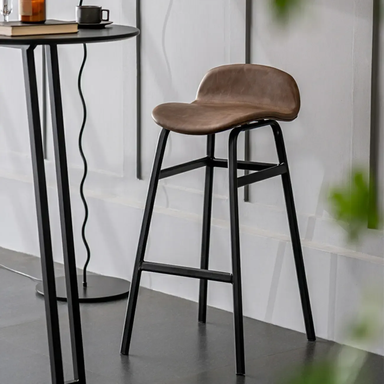 Glam Leather Adjustable Bar Stools with Backrest for Dining Room Image - 2