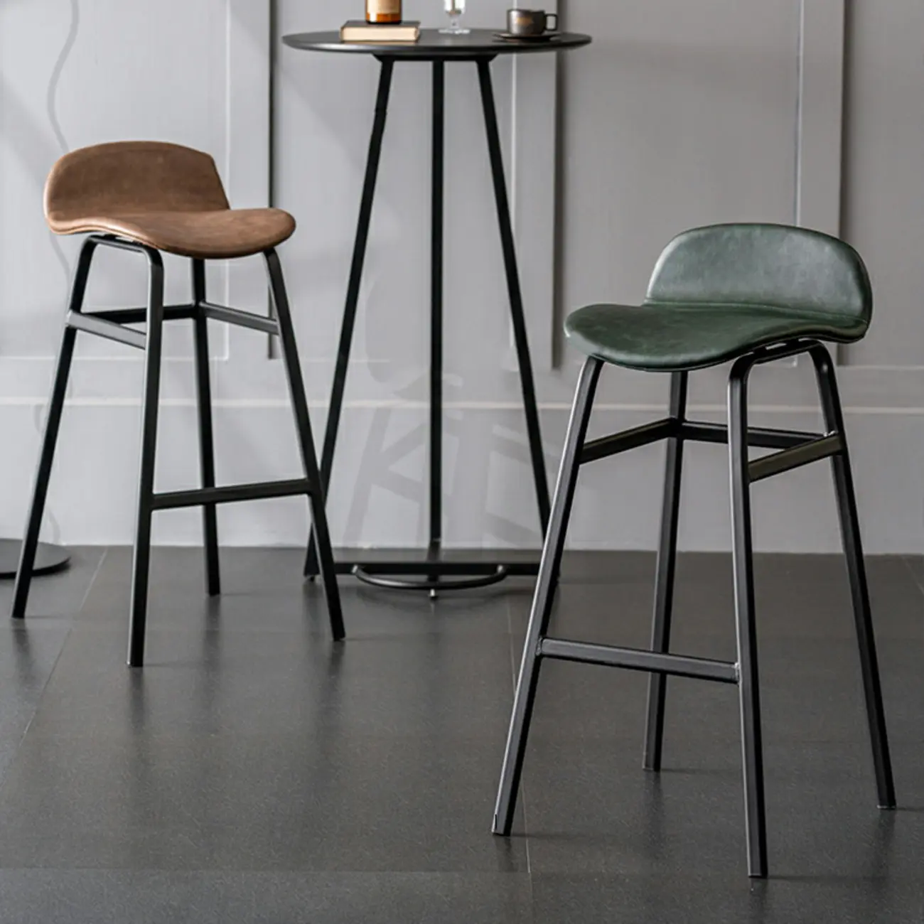 Glam Leather Adjustable Bar Stools with Backrest for Dining Room Image - 3 | homeyfad