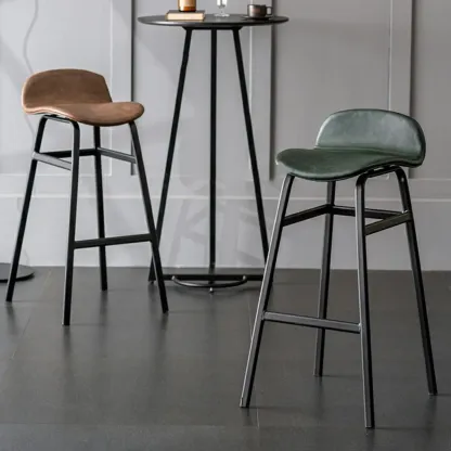 Glam Leather Adjustable Bar Stools with Backrest for Dining Room Image - 3