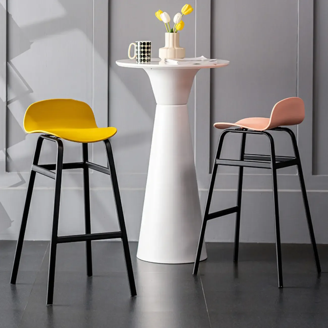 Glam Leather Adjustable Bar Stools with Backrest for Dining Room Image - 1