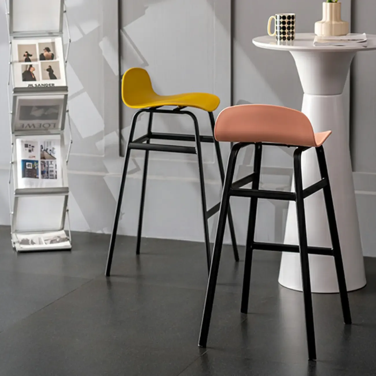 Glam Leather Adjustable Bar Stools with Backrest for Dining Room Image - 20