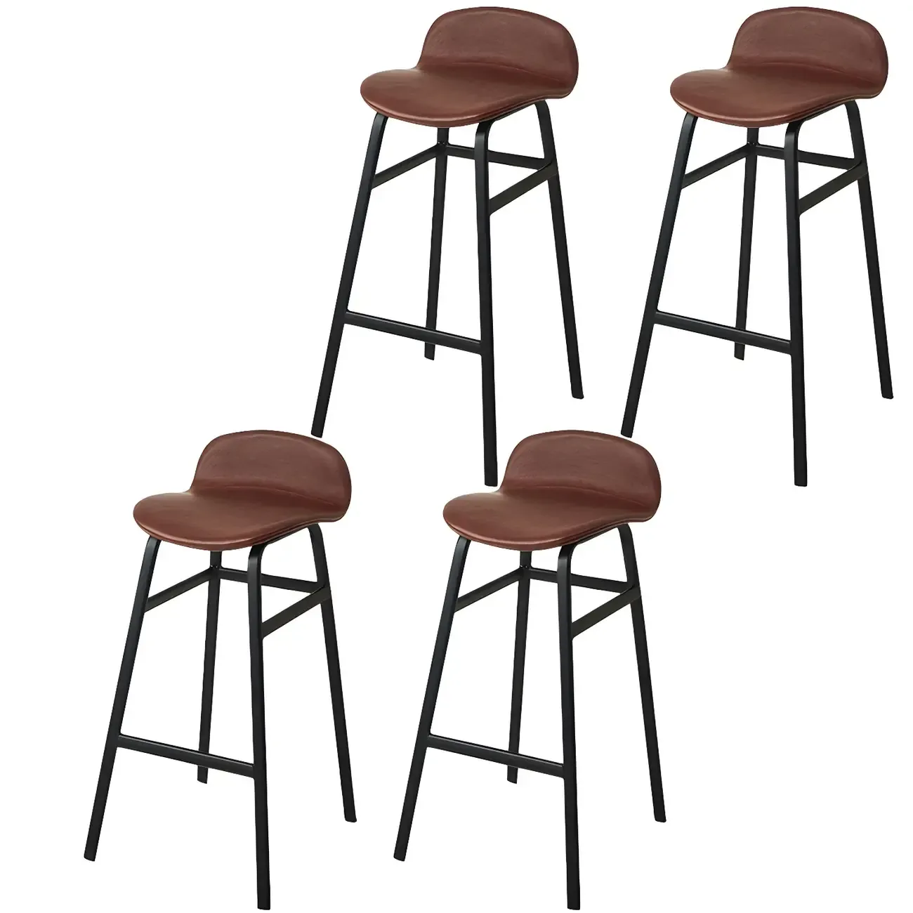 Glam Leather Adjustable Bar Stools with Backrest for Dining Room Image - 39
