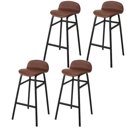 Glam Leather Adjustable Bar Stools with Backrest for Dining Room Image - 39