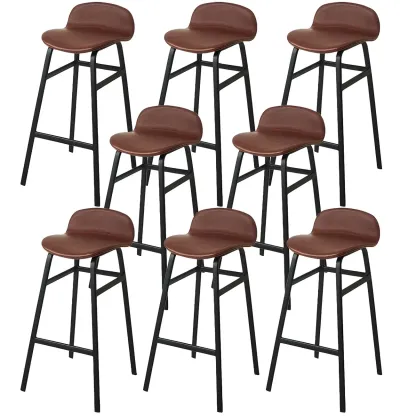 Glam Leather Adjustable Bar Stools with Backrest for Dining Room Image - 41