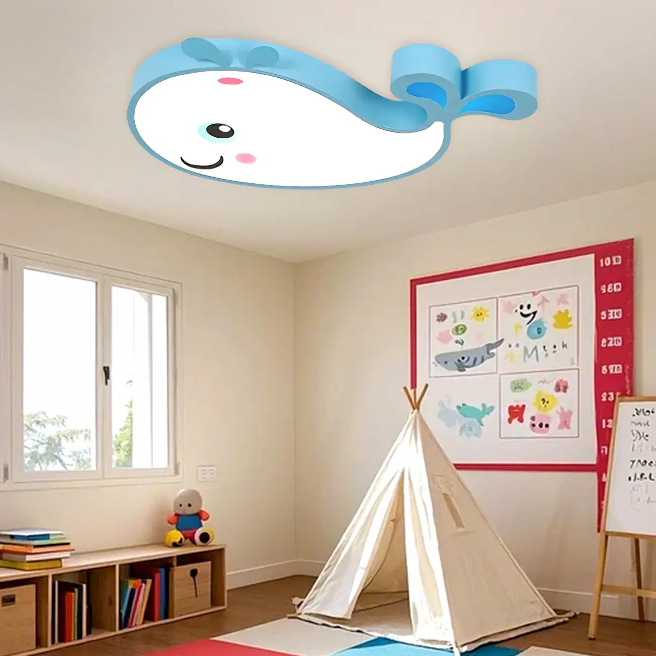 Kids LED Flush Ceiling Light with Dolphin Shape for Bedroom Image - 1 | homeyfad