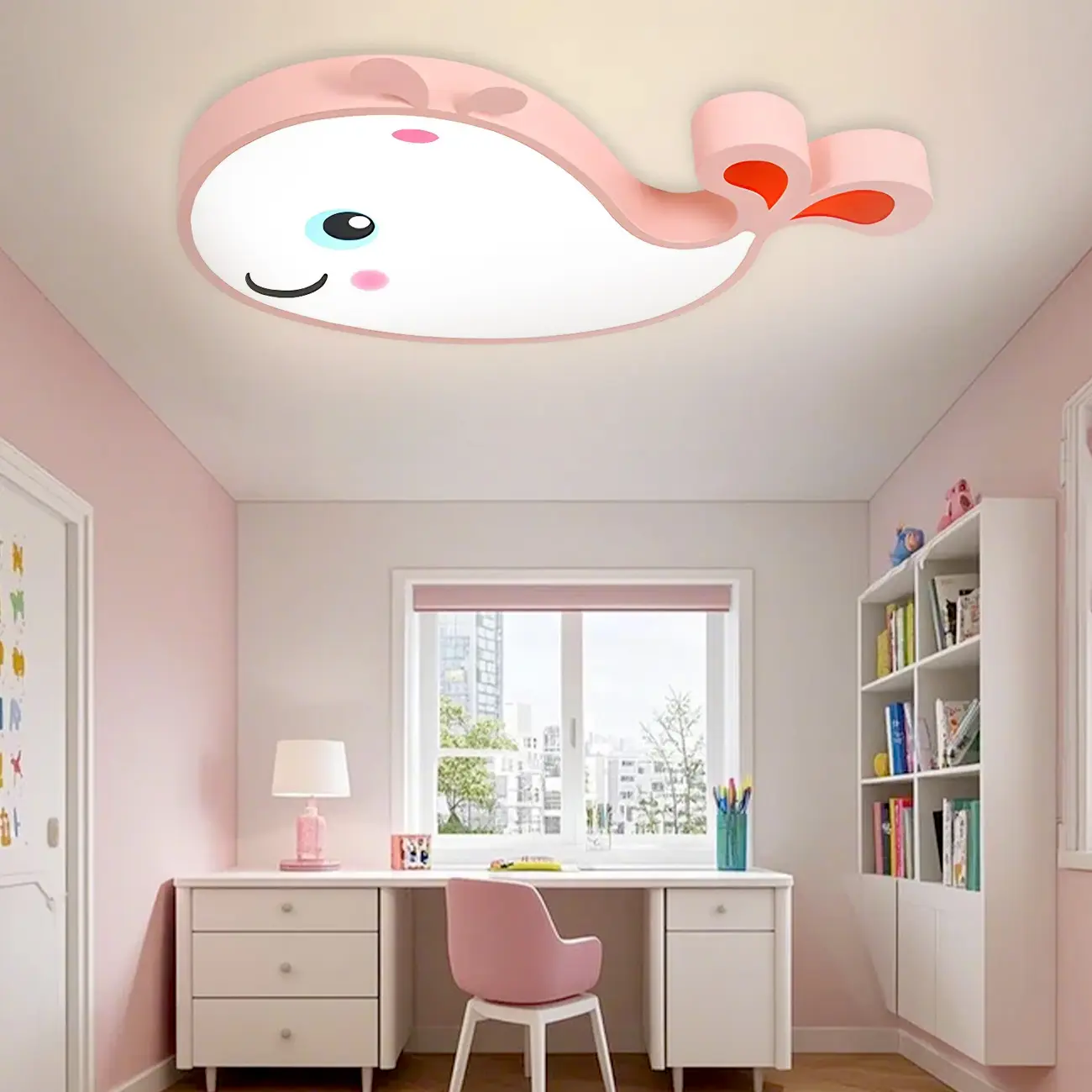 Kids LED Flush Ceiling Light with Dolphin Shape for Bedroom Image - 2 | homeyfad