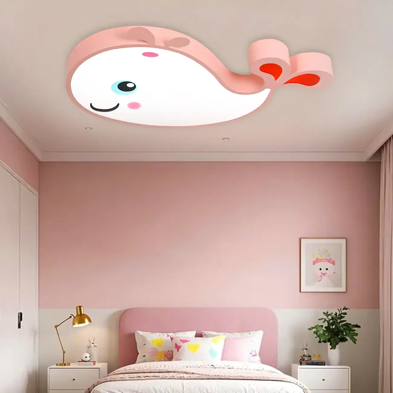 Kids LED Flush Ceiling Light with Dolphin Shape for Bedroom Image - 3