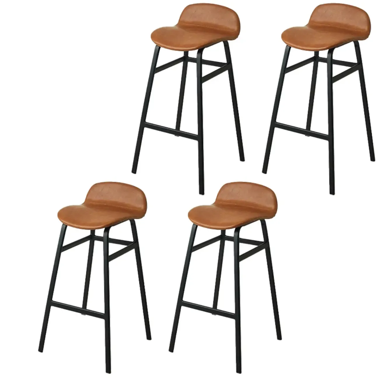 Glam Leather Adjustable Bar Stools with Backrest for Dining Room Image - 54