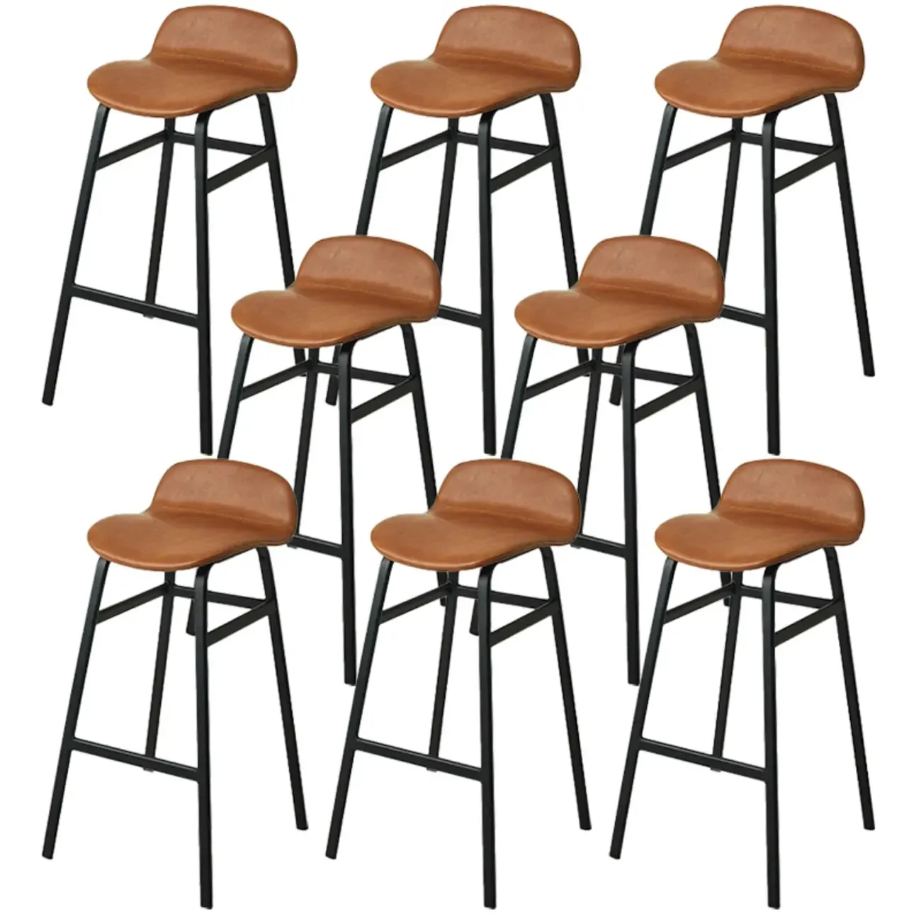 Glam Leather Adjustable Bar Stools with Backrest for Dining Room Image - 56
