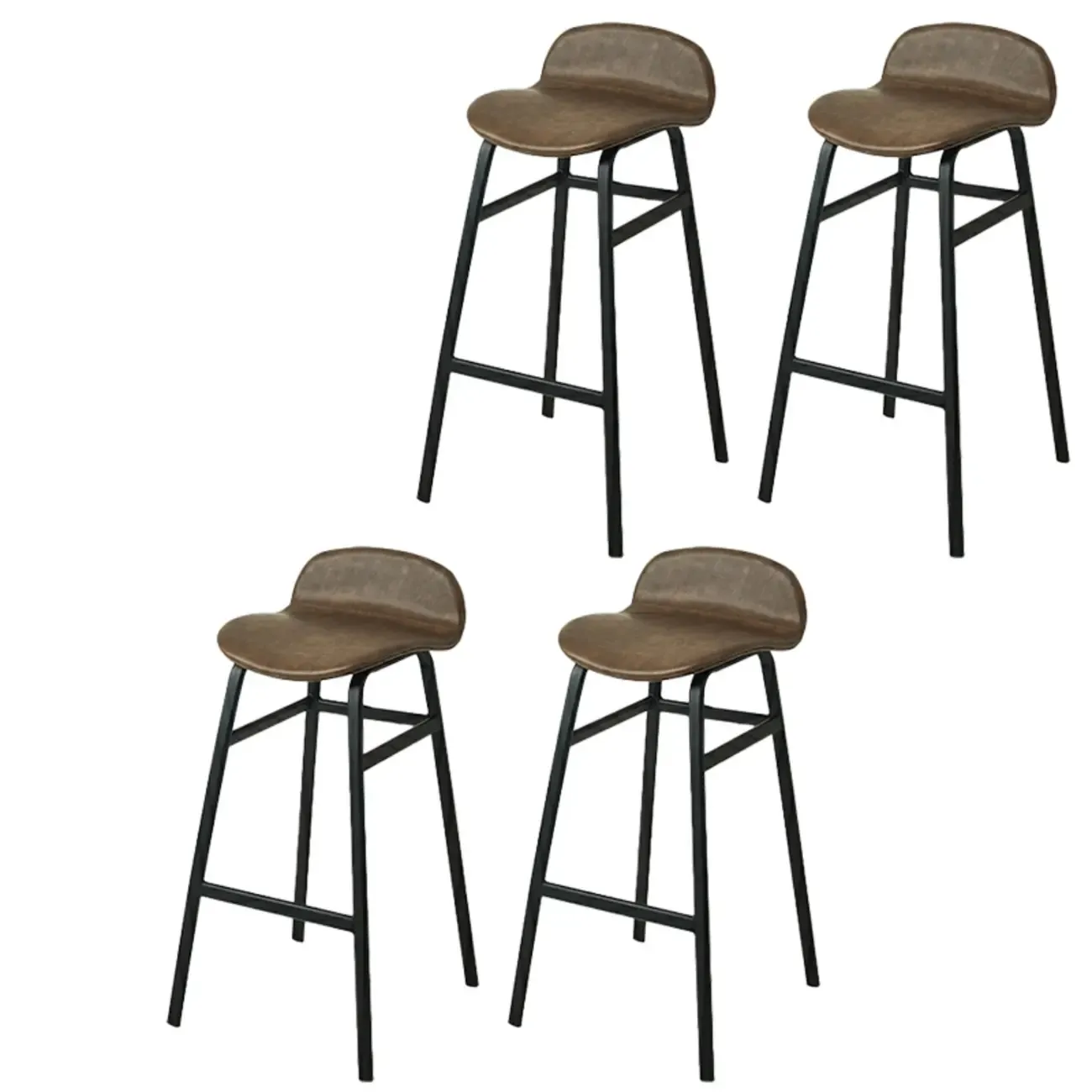 Glam Leather Adjustable Bar Stools with Backrest for Dining Room Image - 64