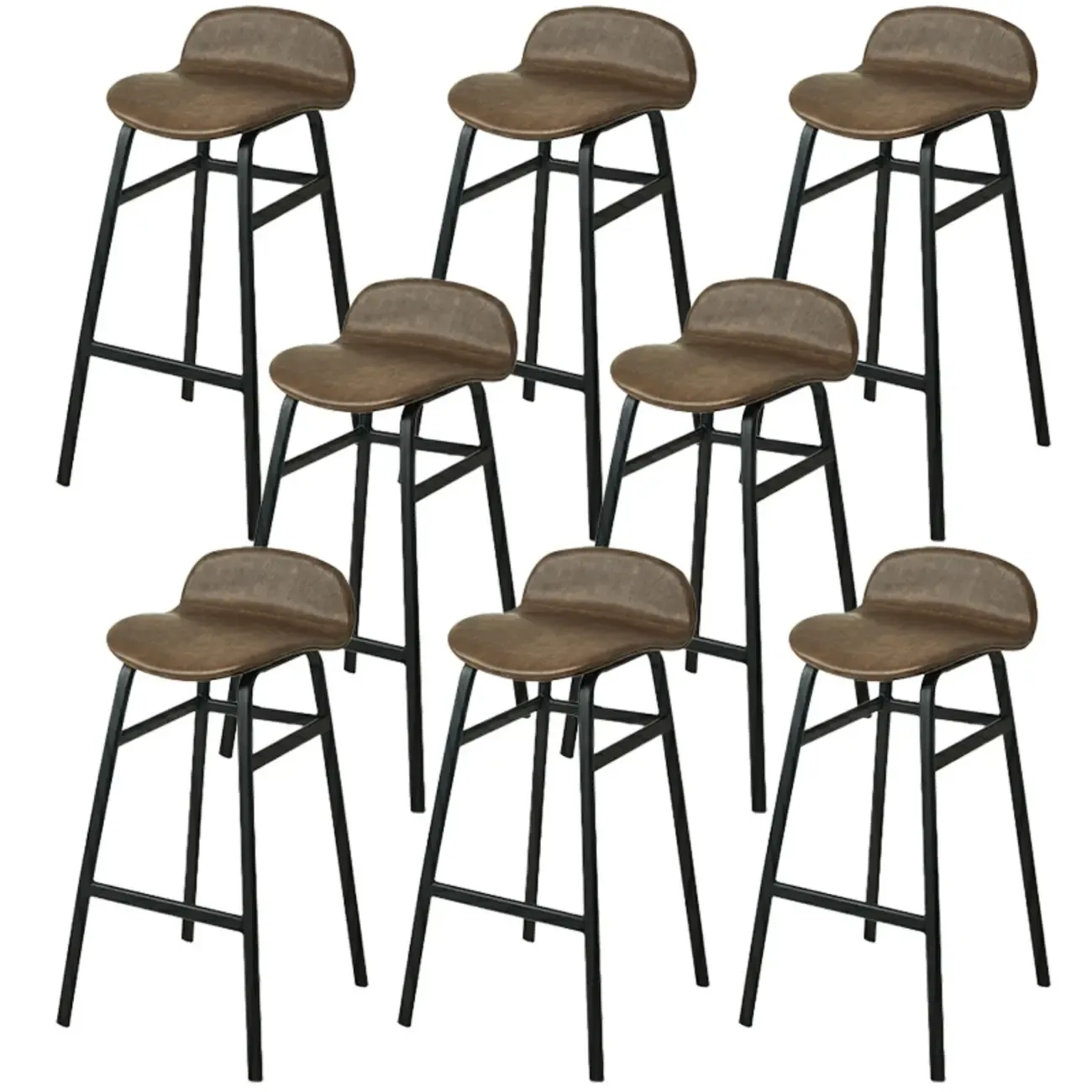 Glam Leather Adjustable Bar Stools with Backrest for Dining Room Image - 66