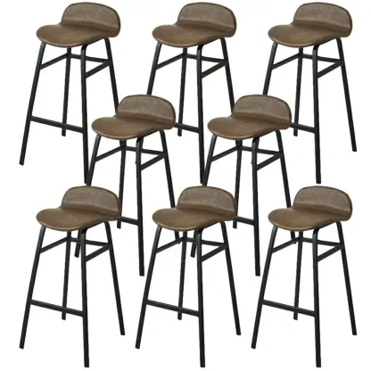 Glam Leather Adjustable Bar Stools with Backrest for Dining Room Image - 66