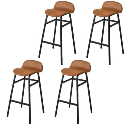 Glam Leather Adjustable Bar Stools with Backrest for Dining Room Image - 74