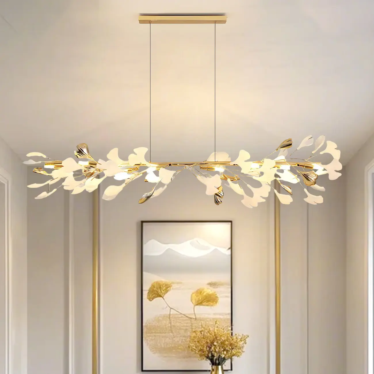 Adjustable Modern White 8-Light Leaf Island Light  Image - 2 | homeyfad