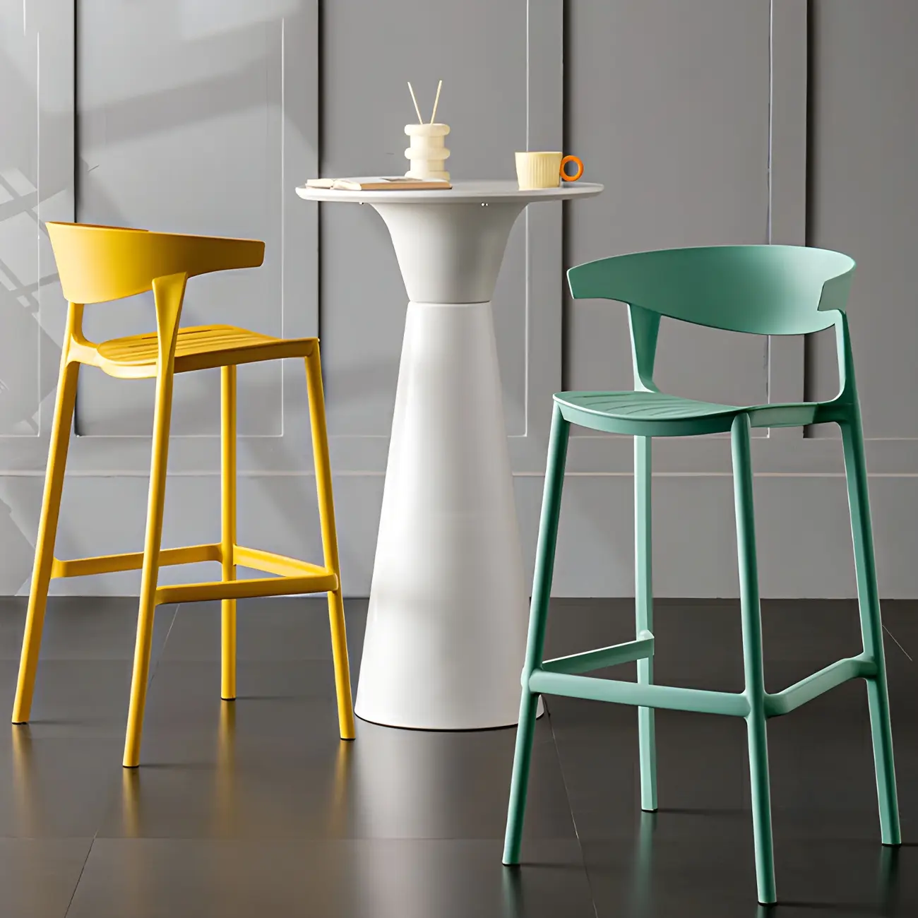 Modern Acrylic Sleek Durable Vibrant Colors Bar Stool Image - 4 | homeyfad