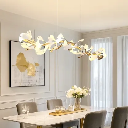 Adjustable Modern White 8-Light Leaf Island Light  Image - 4