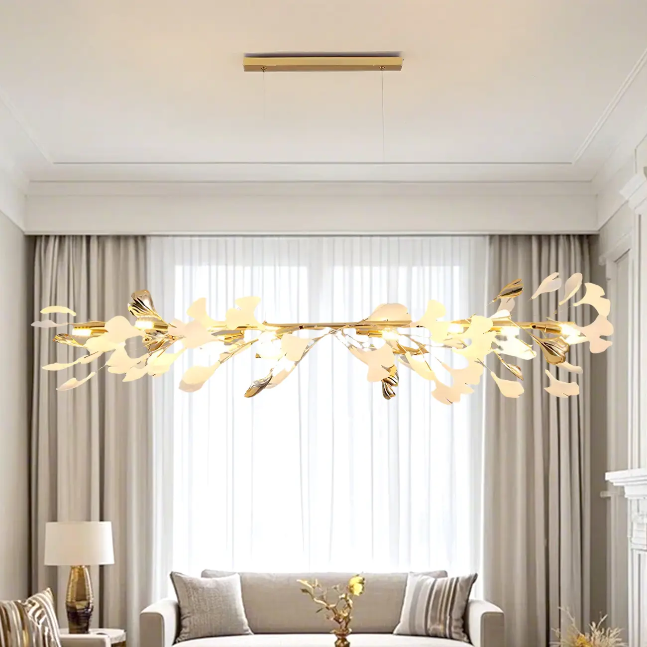 Adjustable Modern White 8-Light Leaf Island Light  Image - 6 | homeyfad