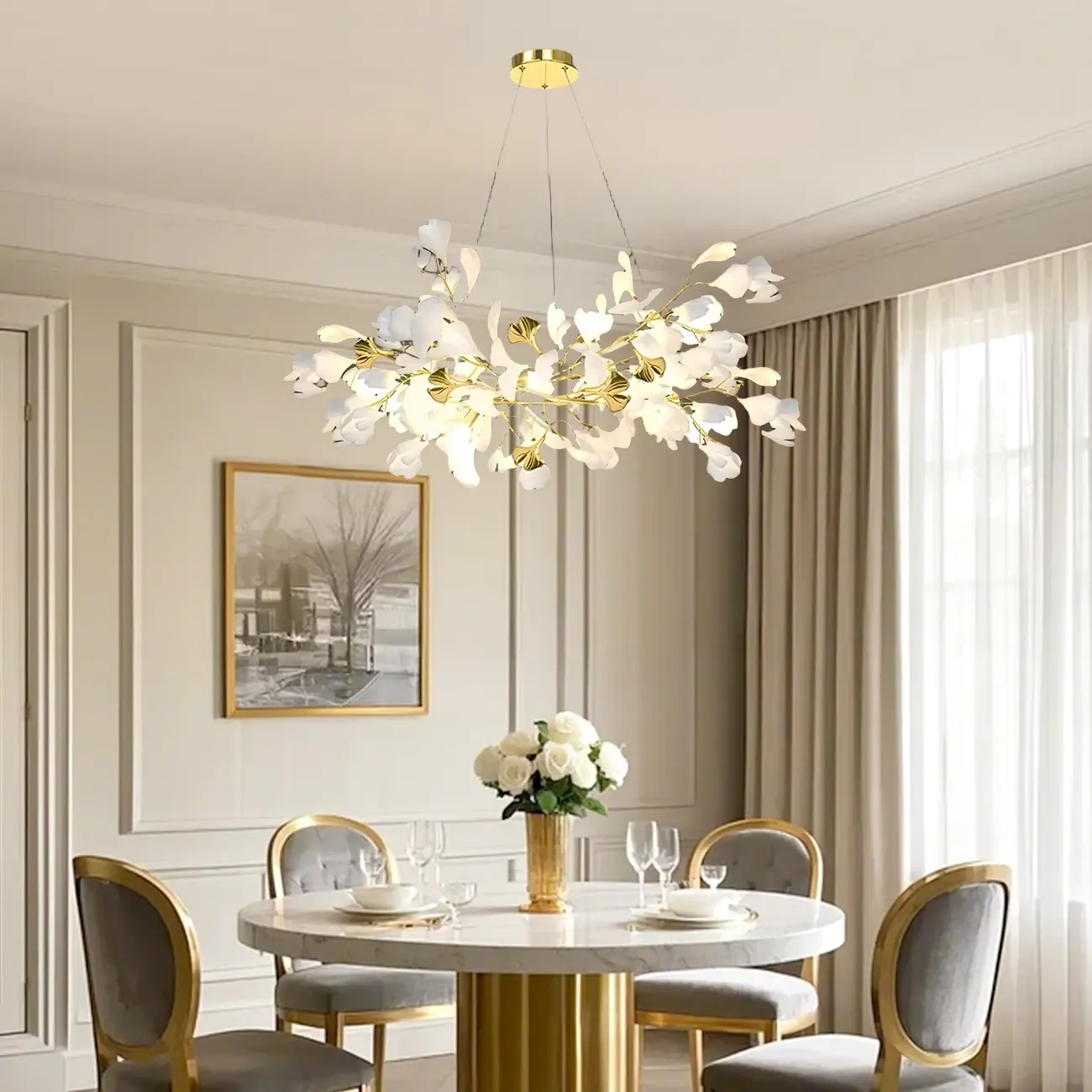Artistic Modern Gold Floral Chandelier for Kitchen Image - 1