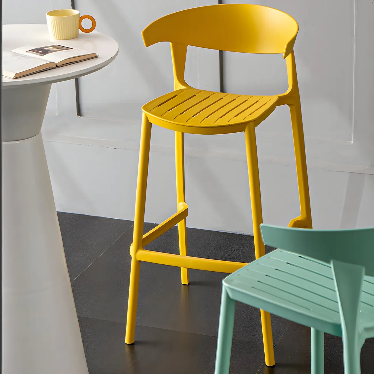 Modern Acrylic Sleek Durable Vibrant Colors Bar Stool Image - 2 | homeyfad