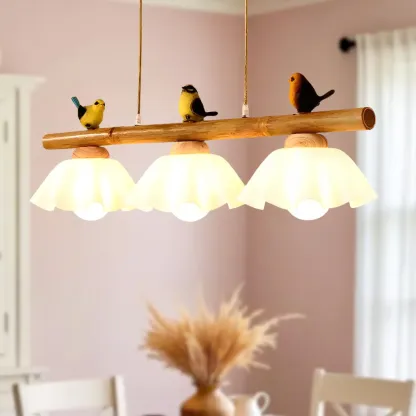 Adjustable Modern Bamboo Flower Island Pendant Light Image - 2