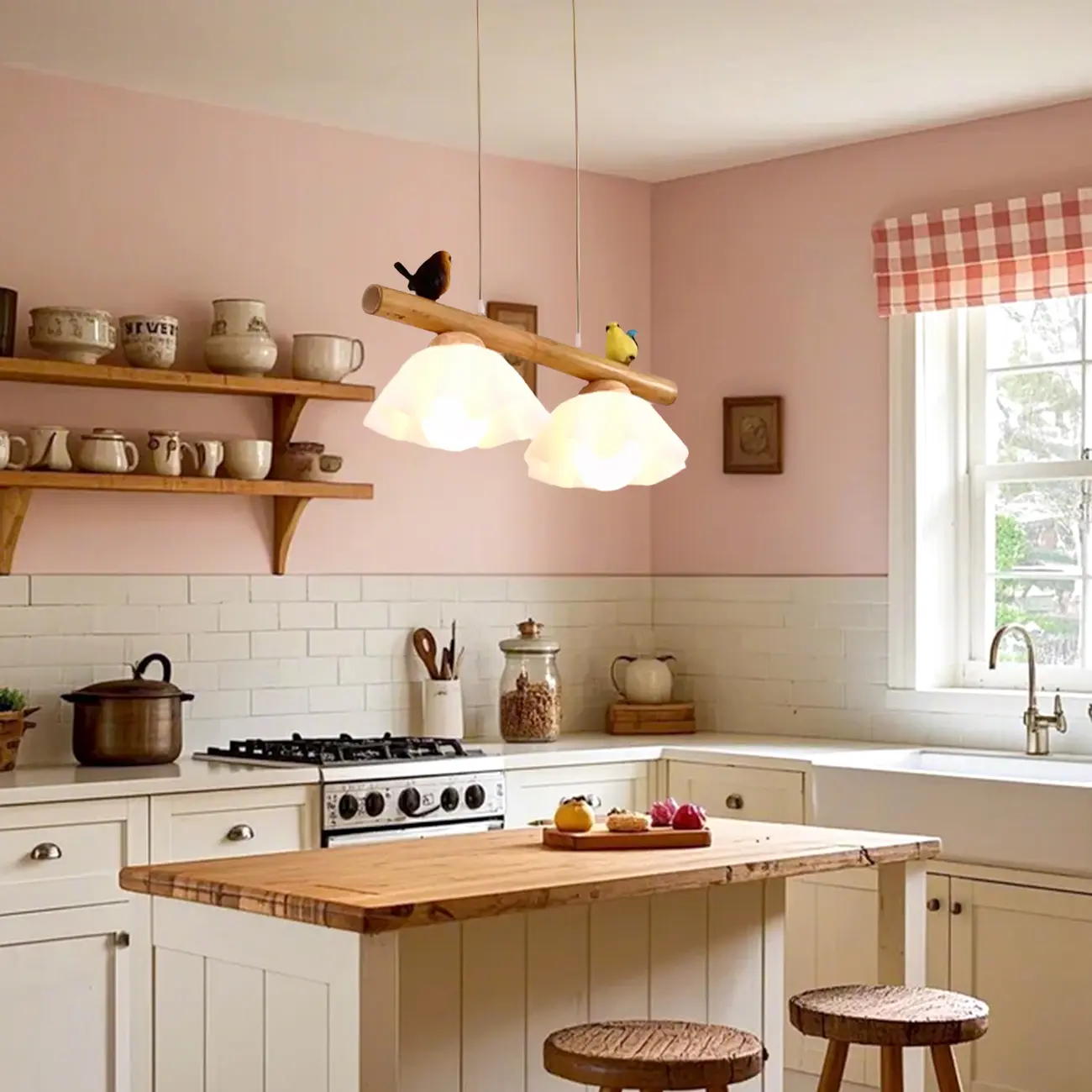 Adjustable Modern Bamboo Flower Island Pendant Light Image - 3 | homeyfad