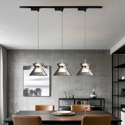 Modern Black Adjustable Tapered Island Pendant Light for Kitchen Image - 2