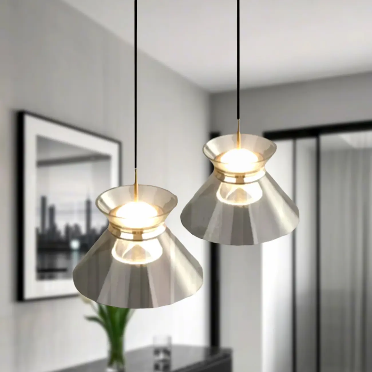 Modern Black Adjustable Tapered Island Pendant Light for Kitchen Image - 3 | homeyfad