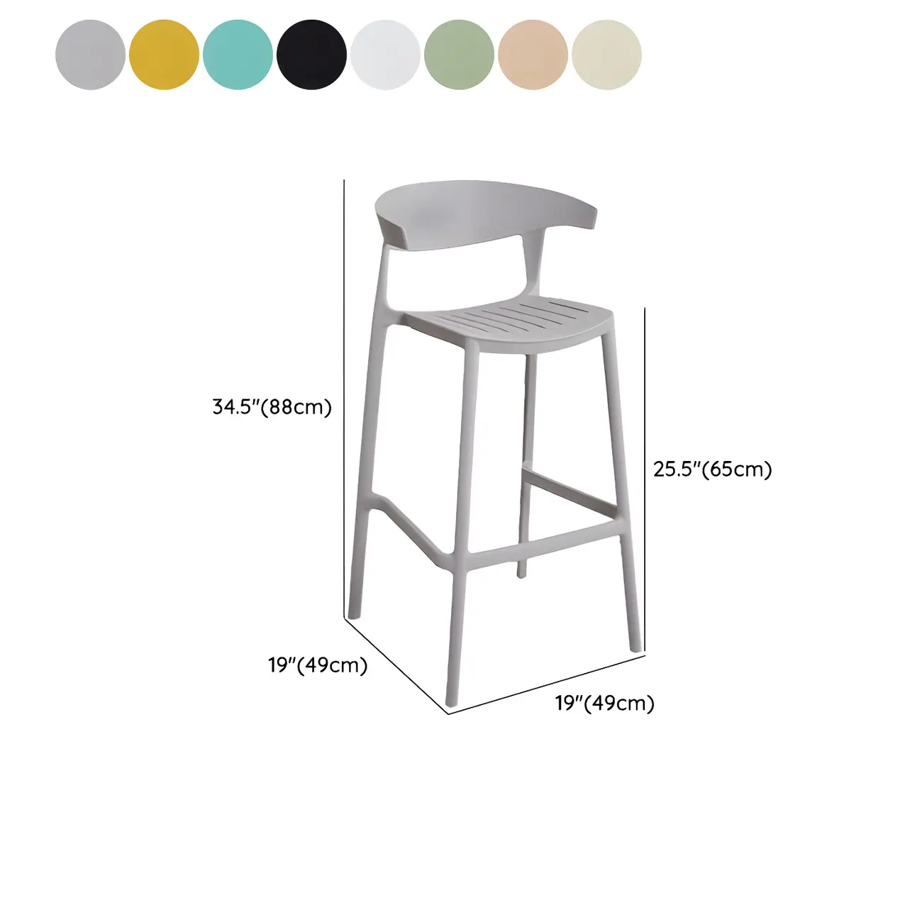 Modern Acrylic Sleek Durable Vibrant Colors Bar Stool #size | homeyfad