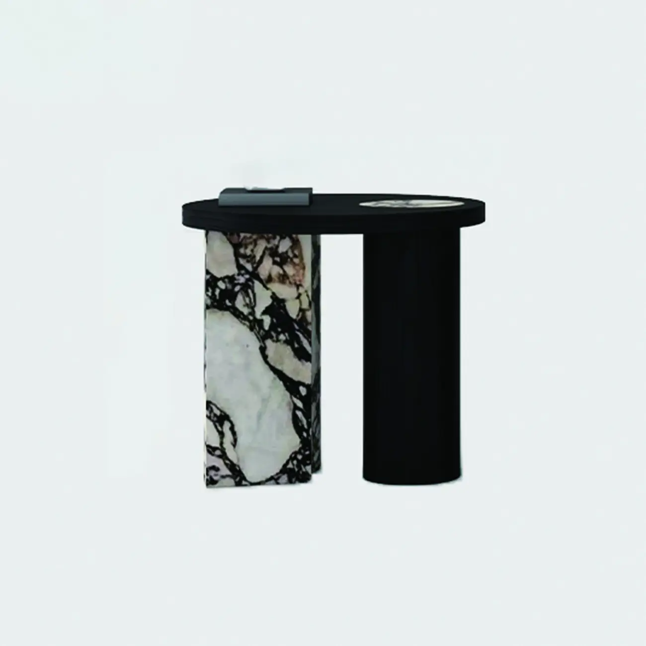 Black Round Modern Double Pedestal Wood Coffee Table Image - 9 | homeyfad