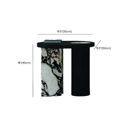 Black Round Modern Double Pedestal Wood Coffee Table #size
