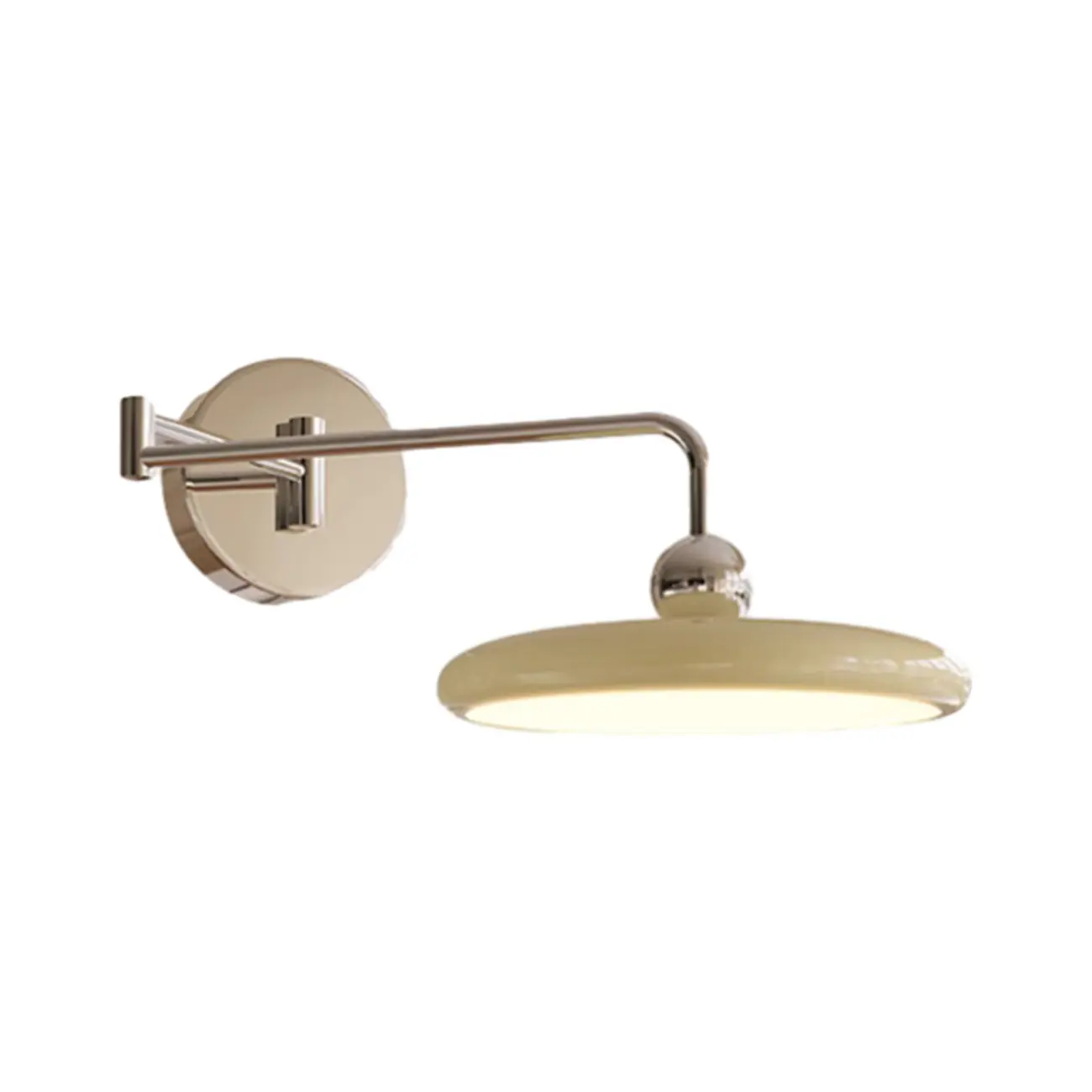 Modern Beige Swing Arm Wall Light with Round Shade Image - 5 | homeyfad